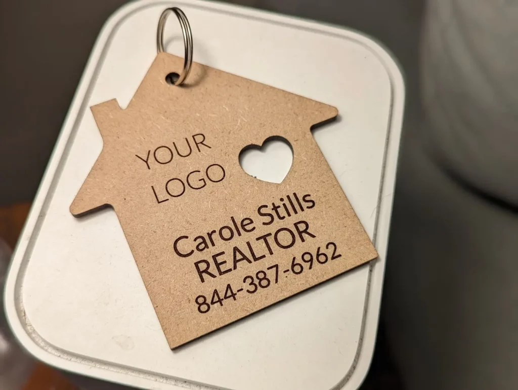 custom keychain personalized with realtor information