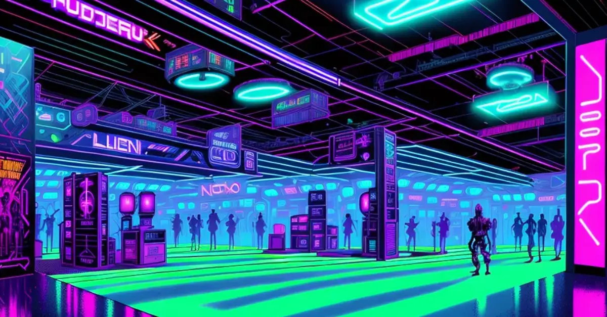 Trade show expo hall in the future with laser customized swag